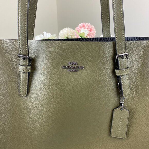 Coach 1671 Leather Mollie Tote in Kelp Black - Picture 2 of 9